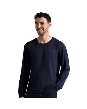 Ted Baker Lange Mouw Pyjama Top | Ademend Casual Heren Lange Mouw T-shirt - Navy