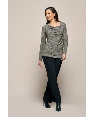 Caitlin Print Top Zwart  / Taupe