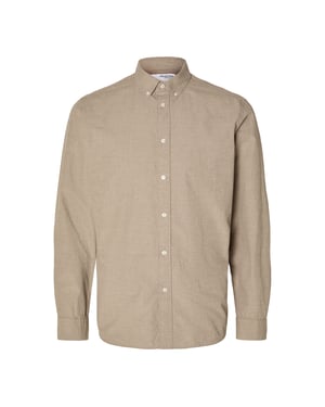 Selected Overhemden Rick Slim Fit Overhemd Morel Beige