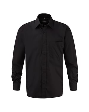 Russell Collection Katoenen Poplin Easy-Care overhemd voor heren (Zwart)