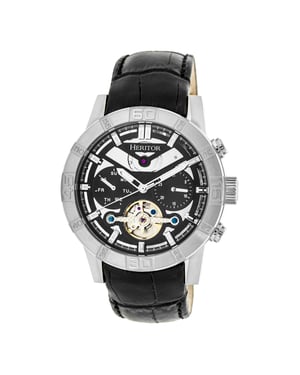 Heritor automatisch Hannibal semi-skelet lederen band horloge