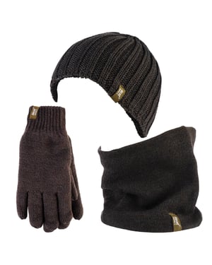 Heat Holders herenhoed, nekwarmer handschoenen set - Khaki Green