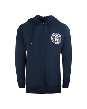 Cavalli-klasse marineblauwe hoodie met rits en grote cirkel