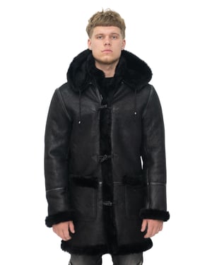 Heren winter schapenvacht capuchon duffelcoat-Helsinki
