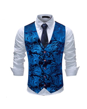 Slim-fit gilet met print, enkele rij knopen, blauw