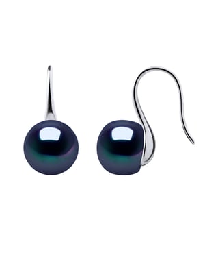 Oorbellen Hooks zoetwaterparels 9-10 mm Buttons Black 925