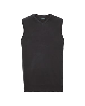 Russell Collectie Heren V-hals Mouwloos Gebreide Trui-trui-top / Trui-trui (Zwart)