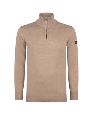Presly & Sun Trui Lewis Zip Knitted Pullover  Beige