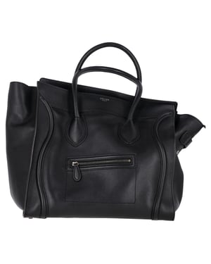 Celine Geroemde Schouder Luggage Tote Tas in Zwart Leder