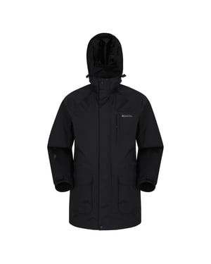 Mountain Warehouse Heren Glacier II Lange Waterdichte Jas (Zwart)