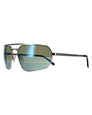 Serengeti Rechthoek Heren Glimmend Zilver Saturnus 555nm Blauw Gepolariseerd Hinkley