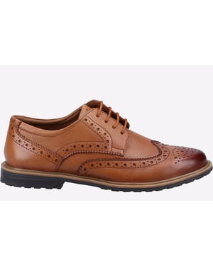 Hush Puppies Verity Leren Damesschoenen In Het Zandkleurige Brogue Model