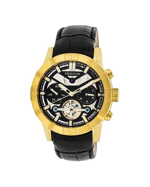 Heritor automatisch Hannibal semi-skelet lederen band horloge
