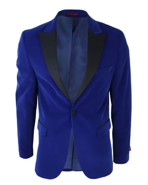 Heren blauw fluwelen diner smoking colbert blazer