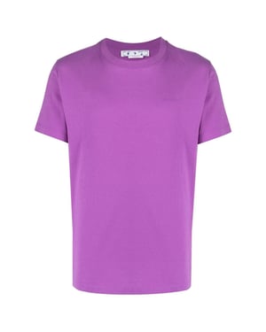 Gebroken wit Diag Tab slim-fit orchideepaars T-shirt