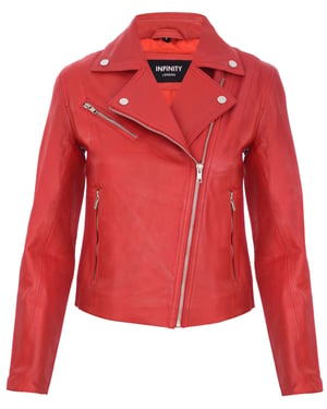 Dames slim leren bikerjack-Matlock