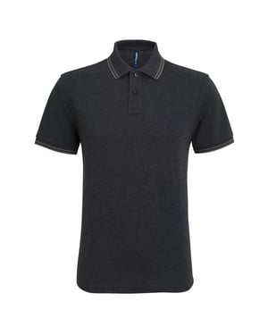 Asquith & Fox Heren Klassiek Fit getipt Poloshirt (Zwarte Heide / Houtskool)