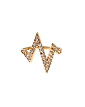Nialaya Gouden 925 Zilveren Dames Ring met Helder CZ 18K