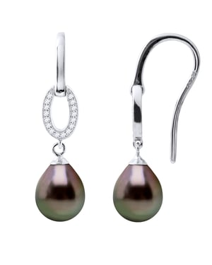 Dangle Oorbellen Sieraden Tahitian Pearl 8-9 mm Pears 925