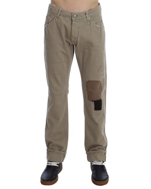 Eight Heren Beige Katoenen Patchwork Jeans