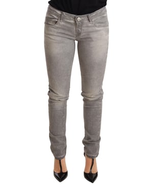 Acht Lichtgrijs Gewassen Katoenen Slim Fit Jeans