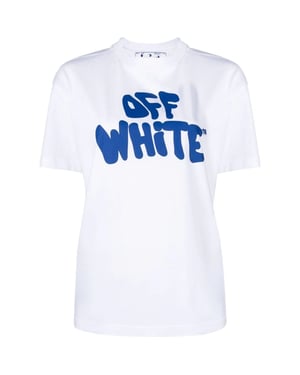 Gebroken wit jaren '70 Type Logo Casual T-shirt Wit T-shirt
