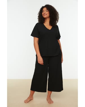 Trendyol Vrouw/Meisje  V-hals Pyjamaset in grote maten 2 pak