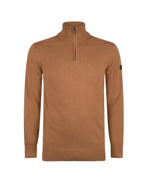 Presly & Sun Trui Lewis Zip Knitted Pullover  Bruin