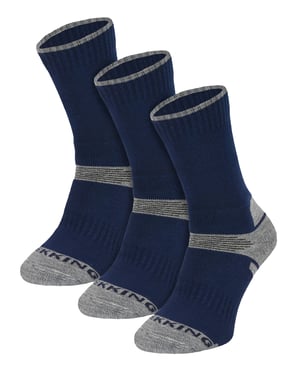 3-Paar Multipack Kinderen Merino Wol Wandelsokken | Lichtgewicht Anti-Blaren Sokken voor Jongens & Meisjes - Marineblauw
