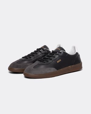BOSS Orange Brandon heren schoenen van leer en suède met in reliëf aangebrachte logo's