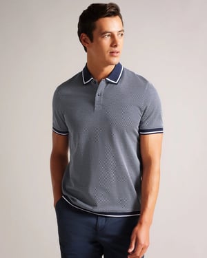 Ted Baker Affric Heren Korte Mouw Regular Geo Gestructureerd Poloshirt