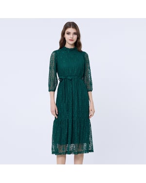 Fit-and-flare kanten jurk