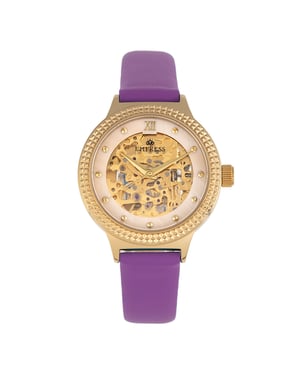 Keizerin Alice Automatisch MOP-horloge met skelet wijzerplaat en lederen band