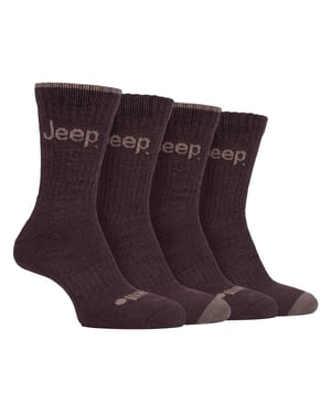 Jeep - 4-pack anti-blaar luxe laarzensokken voor heren - Bruin / Aarde