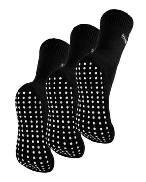3 paar multiverpakking dames fleece pantoffelsokken | THMO | Ademende Crew Indoor Thermische Sokken met Grip - Zwart