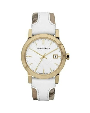 Burberry BU9110 Leer Wit Groot Ruit Vrouwenhorloge