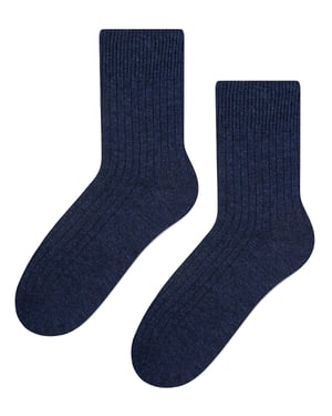Steven - 1 Paar Dames Wol Jurk Sokken - Thermische Gebreide Sokken voor Winter - Marineblauw