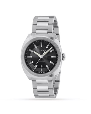 Gucci - RVS Armband Zonnebrand Zwart Dial Heren Horloge