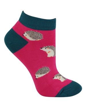 Miss Sparrow - Dames Bamboe Trainer Sokken - Hedgehogs (Hete Roze)