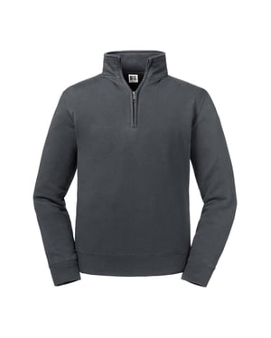 Russell Heren Authentieke Zip Neck Sweatshirt (Konvooi Grijs)