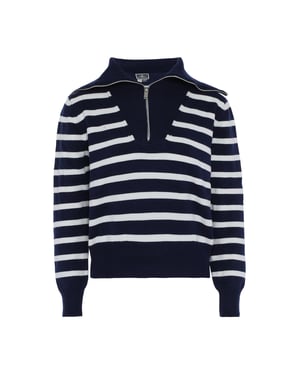 Dreimaster trui met strepen Dames Donker marineblauwe gebroken witte strepen