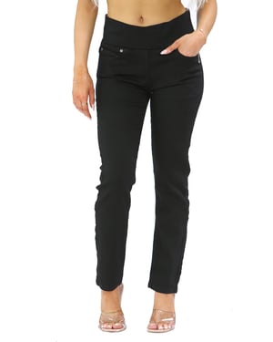 Damesjeans met elastische taille voor buikcontrole in zwart