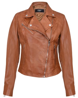 Dames slim leren bikerjack-Matlock