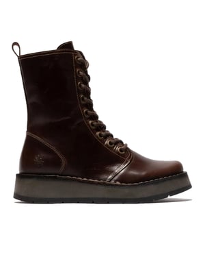 Fly London Dames Bruin RAMI043 Casual Leren Veter Enkellaarsjes