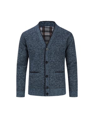 Herenvest met opstaande kraag met twee zakken en knopen voor winterblauw
