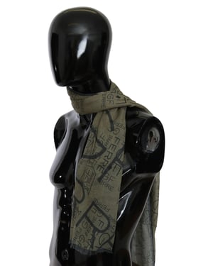 GF Ferre Vrouwen Groen Wol Viscose Foulard Gedessineerde Merk Sjaal