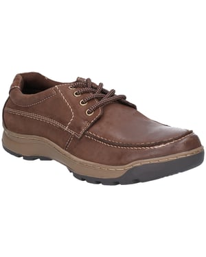 Hush Puppies Tucker Bruine Leren Veterschoenen Voor Heren