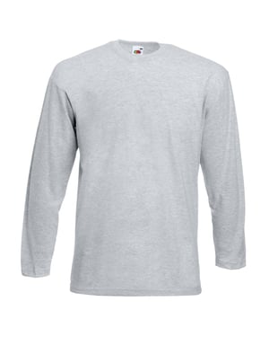 Fruit Of The Loom Heren Valuegewicht T-shirt met ronde hals en lange mouwen (Heather Grijs)