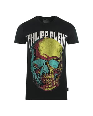 Philipp Plein groot meerkleurig doodshoofd zwart T-shirt