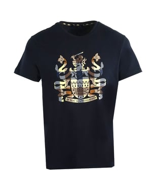 Aquascutum Aldis geruit logo marineblauw T-shirt